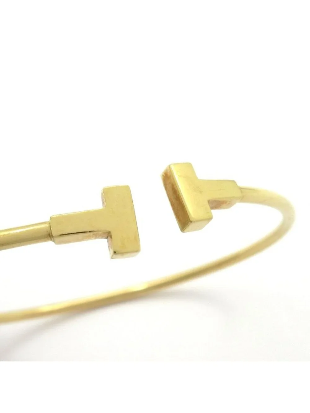 Tiffany & Co Bangle T Narrow Wire Bracelet 18K Yellow Gold